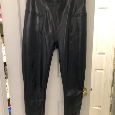 Spanx Faux Patent Leather Leggings Navy Size Large