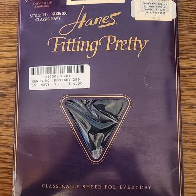 HANES Fitting Pretty PantyHose Classic Navy QUEEN Size 3X Style 751