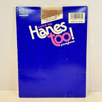 Hanes Too Day Sheer Control Top Sandalfoot Pantyhose Style 137 EF  Little Color