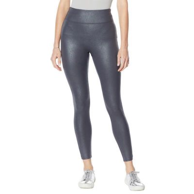 G by Giuliana Pebble-Effect Coated Legging Full Length GUN METAL GRAY S 718-874