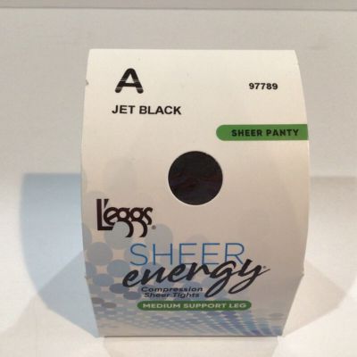 L’eggs Sheer Energy A Jet Black Compression Sheer Tights Medium Support Leg