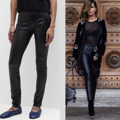 NWOT The Row Moto Leather Leggings - Size M MSRP $1,990 Black Lambskin