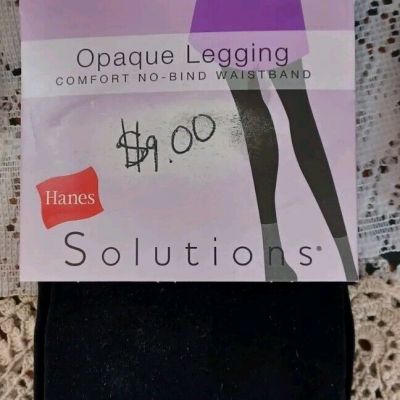 NEW HANES SOLUTIONS OPAQUE LEGGING SIZE MEDIUM BLACK 025060589 CONTROL TOP