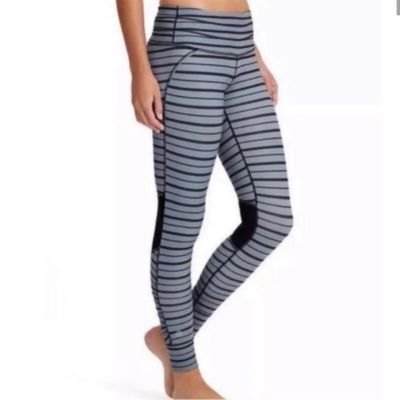 Athleta | Women’s Relay Striped Leggings Granite Gray & Black Athletic Yoga Run