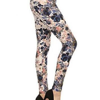 High Waisted Floral & Space Print One Size Plus Full Length Bloom Time