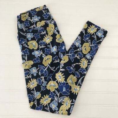 NWT LulaRoe OS Leggings Blue Yellow Floral Flowers One Size Women’s NEW