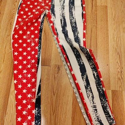 Patriotic polyester  leggings EUC Stars And Stripes inxs rockstar