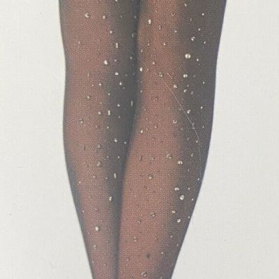 NEW CALZEDONIA TIGHTS Sheer Black With Silver Colored Glitter And Rhinestones
