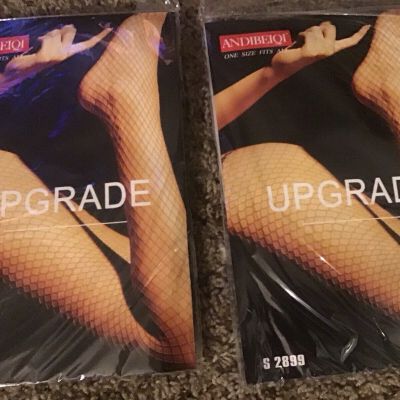 NEW Andibeiqi Upgrade Modern Open-Mesh Black Fishnet Tights, One Size, 2 Pair