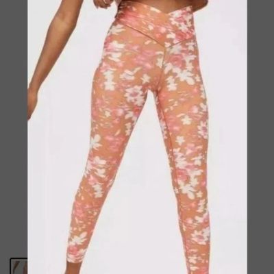 NWT aerie OFFLINE Real Me High Waisted Floral Crossover Legging Pink Orange Sz M