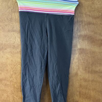 Victoria’s Secret PINK Black Cropped Leggings- Small With rainbow Stripped Band