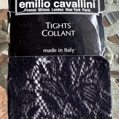 emilio cavallini tights Black Style 9152.1.2  Made In Italy Small Floral Mesh