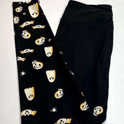 NEW LuLaRoe OS Leggings BLACK CREAM Halloween OMBRÉ GHOST SKULL Spider Bat Dip