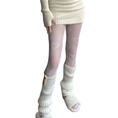 Fishnet Sock Ultra-thin Decorative Heart Decor Girls Fishnet Pantyhose Stocking