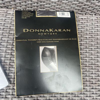 Donna Karan Essential Toners Pantyhose Sheer Satin Size Medium Off Black A16 New