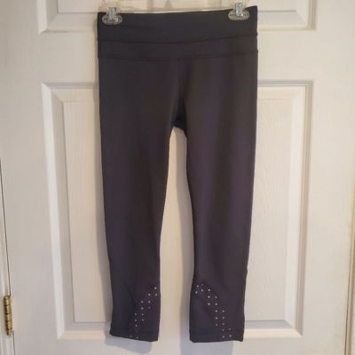 Lululemon Run Inspire Crop II Block-It Pocket Reflective Leggings Size 4 Black