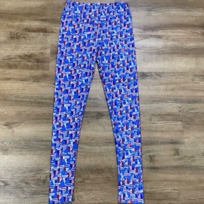 LuLaRoe Leggings One Size OS Sailboat USA Fourth of July Summer Print Soft Knit