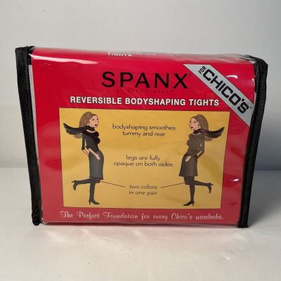 Spanx For Chicos Size 2 Reversible Bodyshaping Tights Black Brown NEW NIP