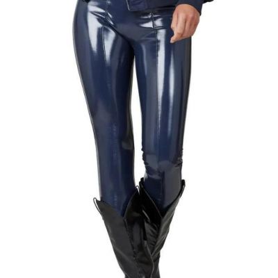 NWT SEALED SPANX FAUX PATENT SHINY LEATHER PORT NAVY Leggings Pants M MEDIUM