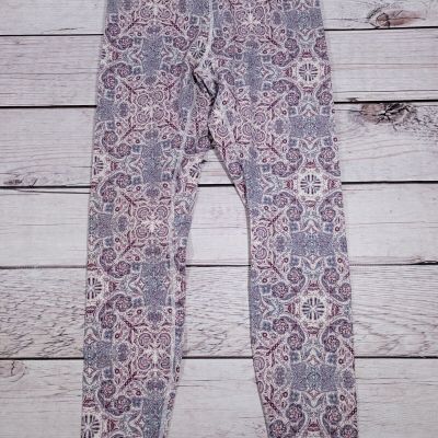 IVORY ELLA GIRLS PURPLE PATTERN LEGGINGS SIZE MEDIUM O10