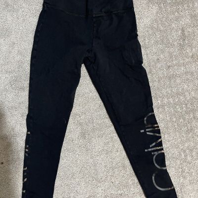 Calvin Klein Performance Cropped knit Wide Waistband Leggings Small Black Pants