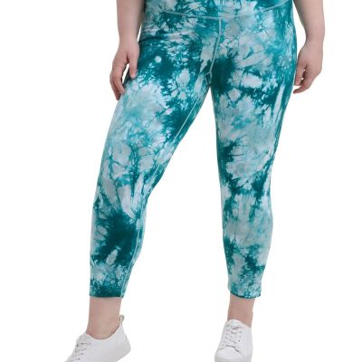 CALVIN KLEIN Womens Turquoise Pull-on Style Active Wear Skinny Leggings Plus 1X