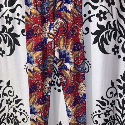 EUC Unbranded Women's Red Abstract Floral Fashion Leggings Plus Size/Free Sz