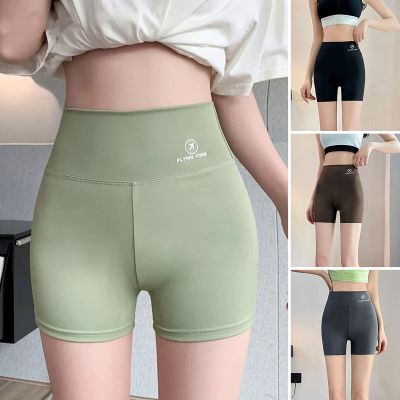 Women Yoga Shorts High Waist Exercise Pure Color Women Safety Pants Sweat