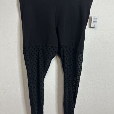 Torrid Black Polka Dot Flocked Full Length Leggings Size 1XL