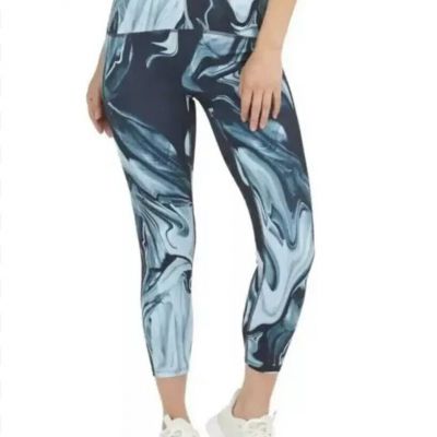 Spanx booty boost blue marble swirl print 7/8 length leggings Size 1X