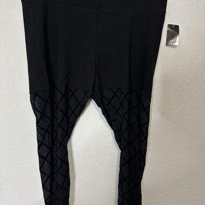 Torrid Black Mesh Diamond Stretch Waist Full Length Leggings Size 2XL