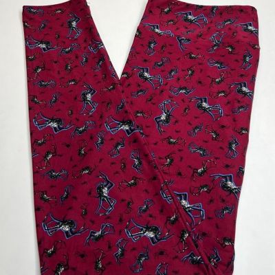 NEW LuLaRoe TC Leggings BURGUNDY BERRY Plum SPIDER HALLOWEEN Draw Sketch Crawl