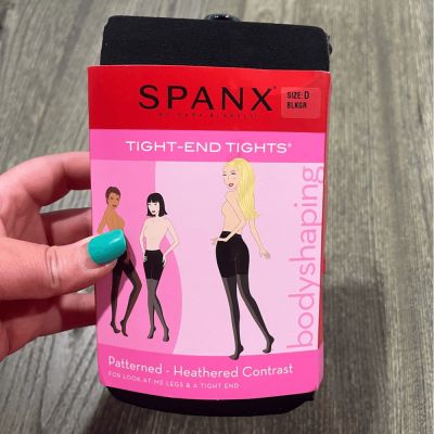 NWT Spanx Womens Heathered Contrast Tight-End Tights Stretch Black Gray Size D