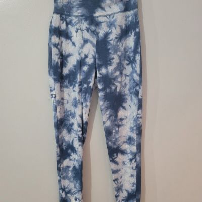 Flirtitude Active Workout Leggings Blue White Tie Dye Size M