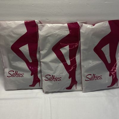 Silkies Ultra Control Top Pantyhose Medium Beige/Honey 38-42 New  Lot of 3