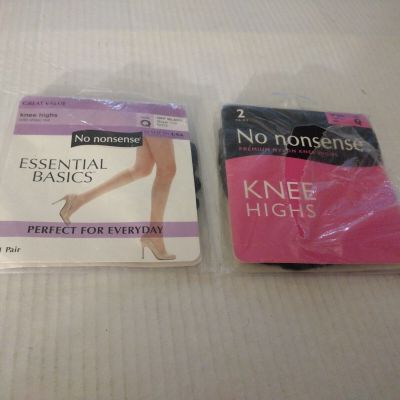 3 Pairs Women's Knee Highs No Nonsense Brand Size Q Off Black NIP!