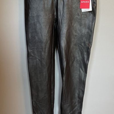 SPANX NWT Women’s Black Faux Leather Leggings Medium Petite $98