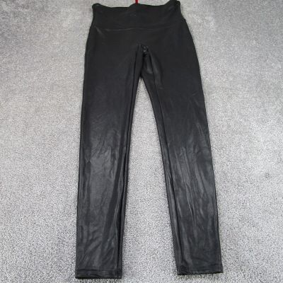 Spanx Leggings Womens Large Black Faux Leather Shiny