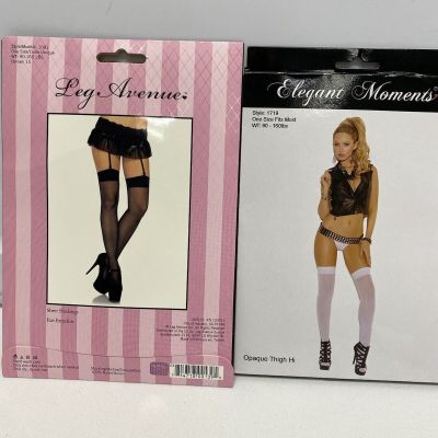 1 Leg Avenue Sheer Stockings Black   & 1 Elegant Moments Thigh Hi OSFM MSC-57