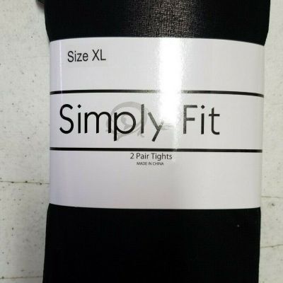 Simply Fit Tights XL, Black, 2-pack