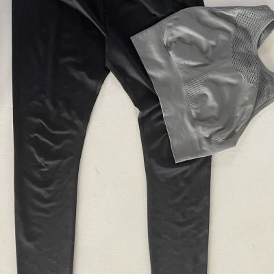 New Balance Gray sz L Sports Bra & Tillys Black Full Tilt Sport leggings 2PC LOT