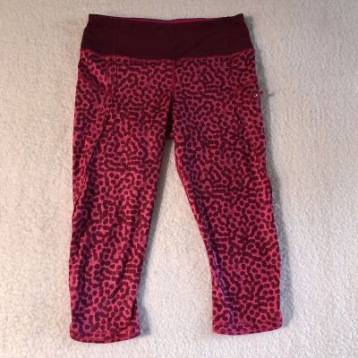 Lululemon Run Leggings 4 Womens Top Speed Cropped Ace Spot Purple Pink Jewelled