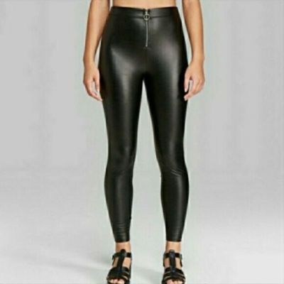 NEW wild fable Black Liquid Leggings Faux Leather Large