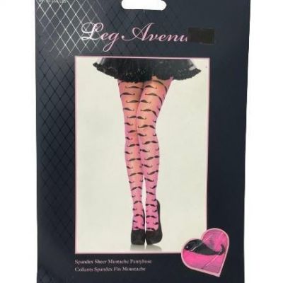 Woman's Spandex Sheer Mustache Pantyhose Costume Accessory One Size Pink