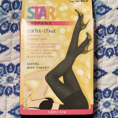 SPANX Star Power Center Stage Patterned Shaping Tights Size E Ribbed Row NWT