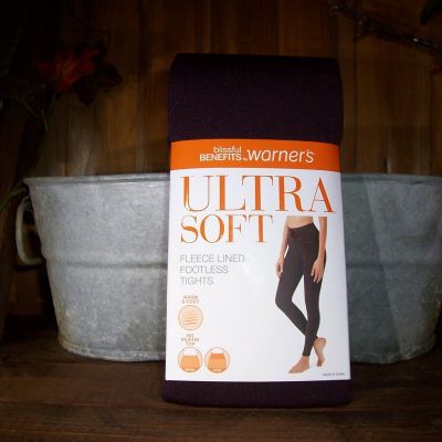 WARNERS LADIES ULTRA SOFT FLEECE LINED TIGHTS DARK WINE HEATHER SIZE L/XL 1 PAIR