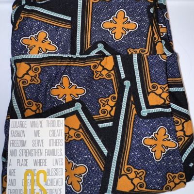 NEW LuLaRoe OS (2-10) Black Blue Orange Mint White Geometric Print Leggings