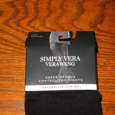 Simply Vera Vera Wang Super Opaque Control Top Tights Black, Size 5, 90 Denier