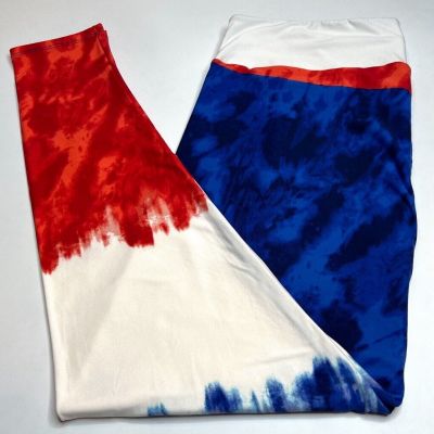 NEW LuLaRoe TC2 Legging Blue Red White Stripe TIE DYE Abstract USA American FLAG