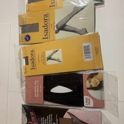 Lot 9 pairs!silky non-stretch contrast flat RHT ultra sheer all nylon stockings